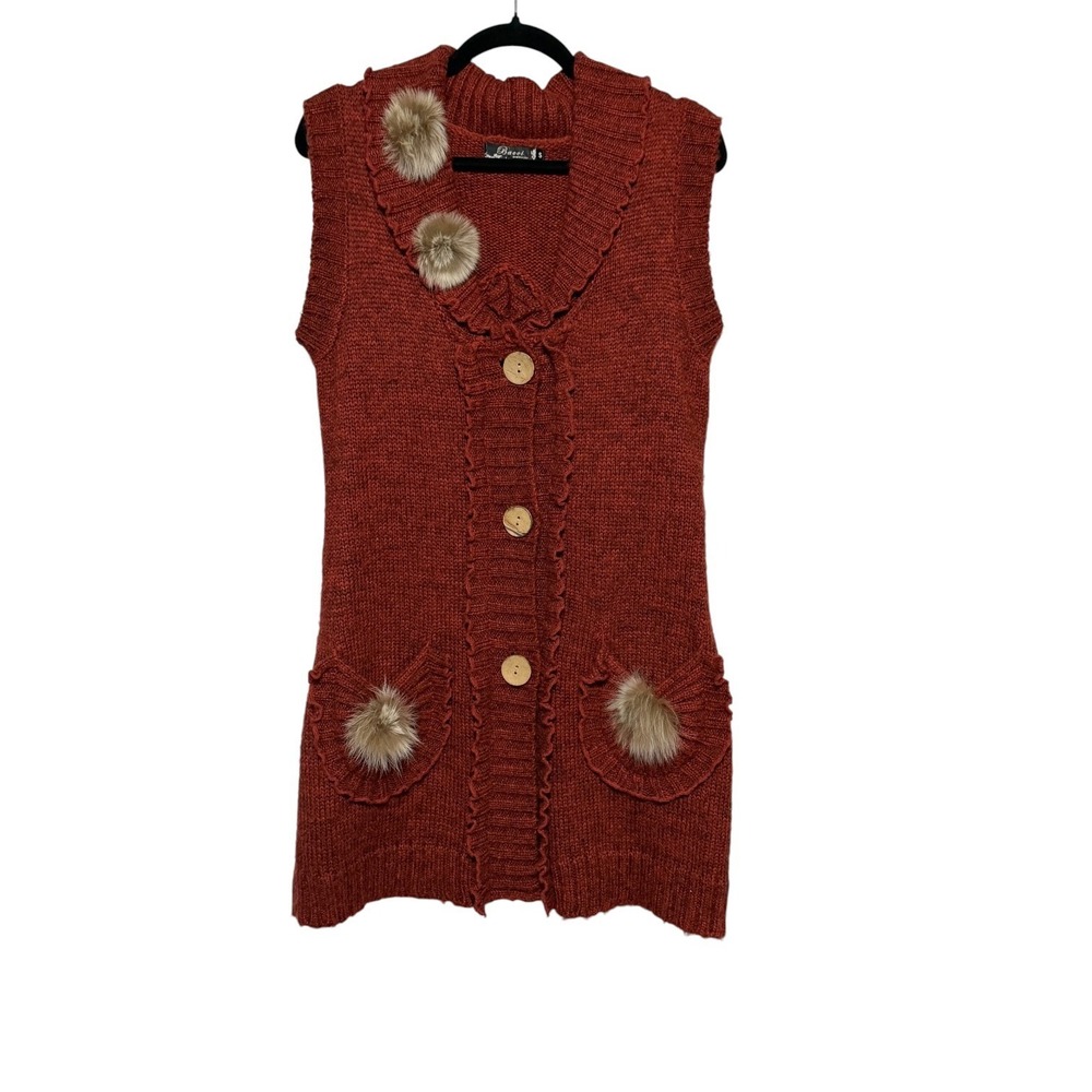 Bacci Cottagecore Wool Blend Knit Vest Womens‎ Size S Boho Folkcore Whimsical